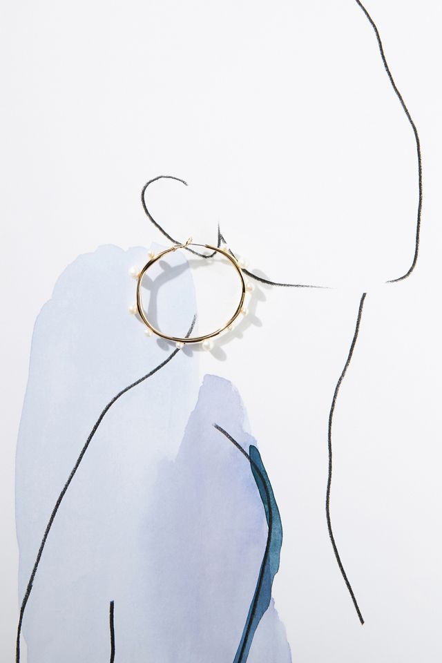 Mignonne Gavigan White Gold and Pearl Isla Hoops #2