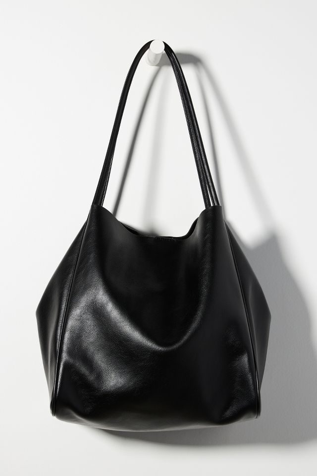black leather tote