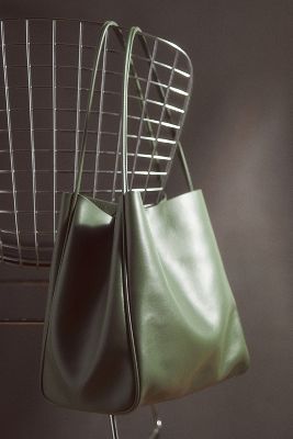 Anthropologie Slouchy Faux Leather Tote In Green