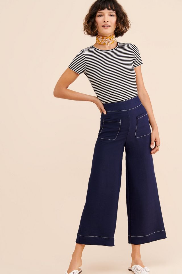 Moon River Torrance Cropped Wide-Leg Pants | Anthropologie