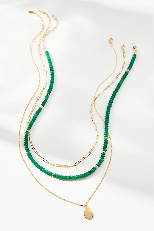 Anthropologie Shades Of Sea Triple-layer Necklace In Green