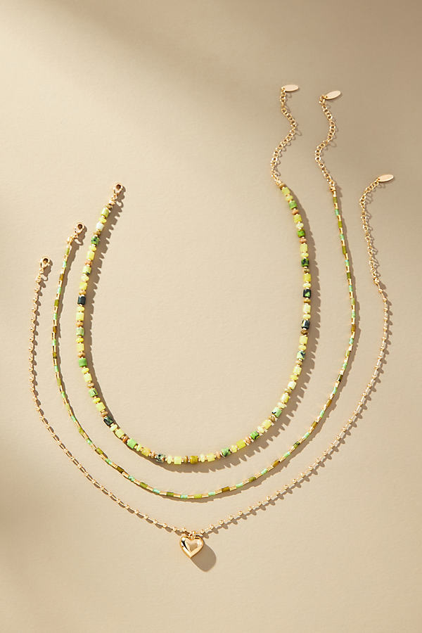 Shop Anthropologie Shades Of Sea Triple-layer Necklace In Green
