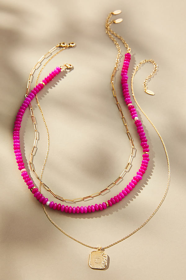 Anthropologie Shades Of Sea Triple-layer Necklace In Pink