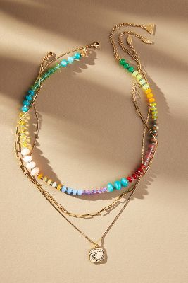 Anthropologie Shades Of Sea Triple-layer Necklace In Yellow