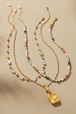 Anthropologie Shades Of Sea Triple-layer Necklace In Clear