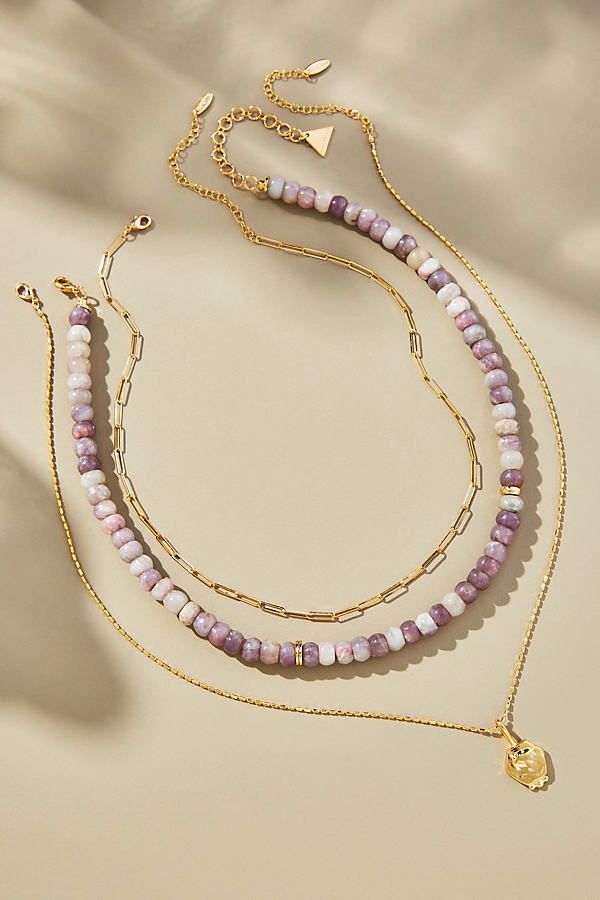 Anthropologie Shades Of Sea Triple-layer Necklace In Purple