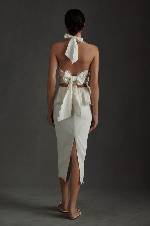 V. Chapman Daisy Twisted-Halter Midi Dress #1