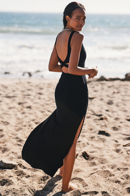 Black Low Back Oversized Maxi Beach Dress