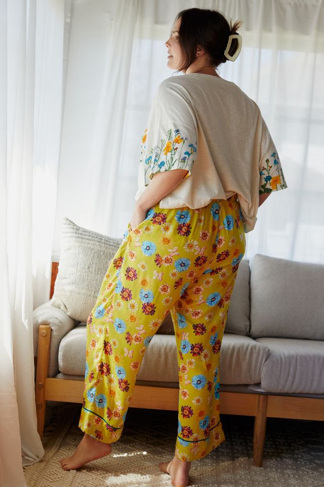 Moxy Collective Anthropologie Yellow Floral Modal Pajama Pants