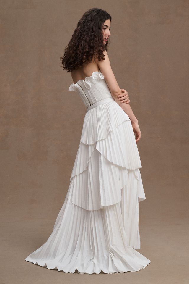 AMUR Oriel Strapless Pleated Bustier Bridal Top #2