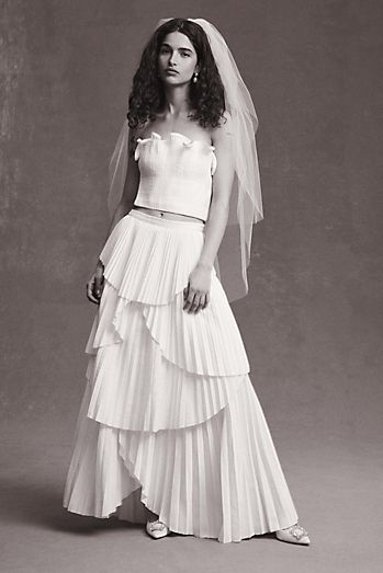 AMUR Ophelia Tiered Pleated Ball Bridal Skirt
