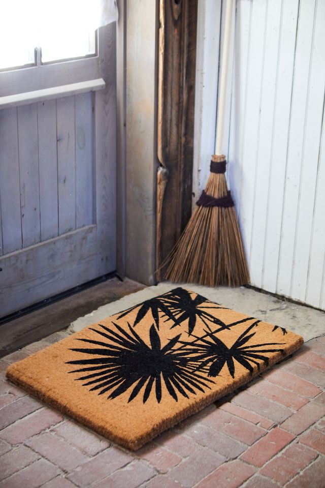 Neon Palm Leaf Edm Print Door Mat main image 0