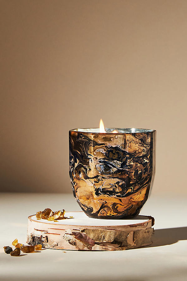 Anthropologie Thiri Glass Candle By  In Gold Size L