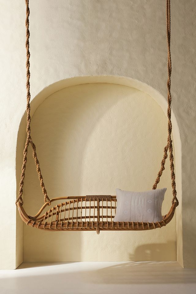 San Blas Rattan Hanging Bench AnthroLiving