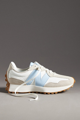 New Balance Damen 327 In Grau/weiss/blau, Wildleder/mesh, Grösse 39 In Blue