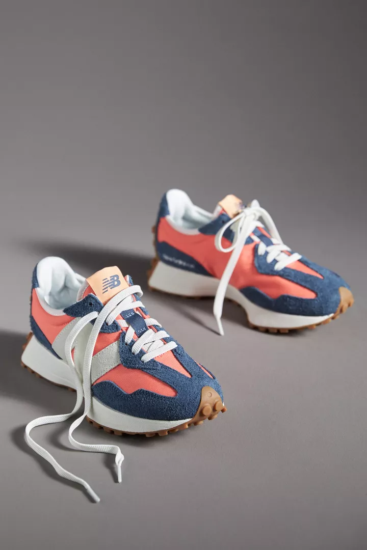 New Balance 327 Sneakers | Coral + Denim Blue