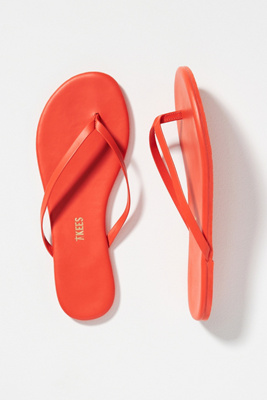 Tkees Solids Leather Flip Flops In Orange