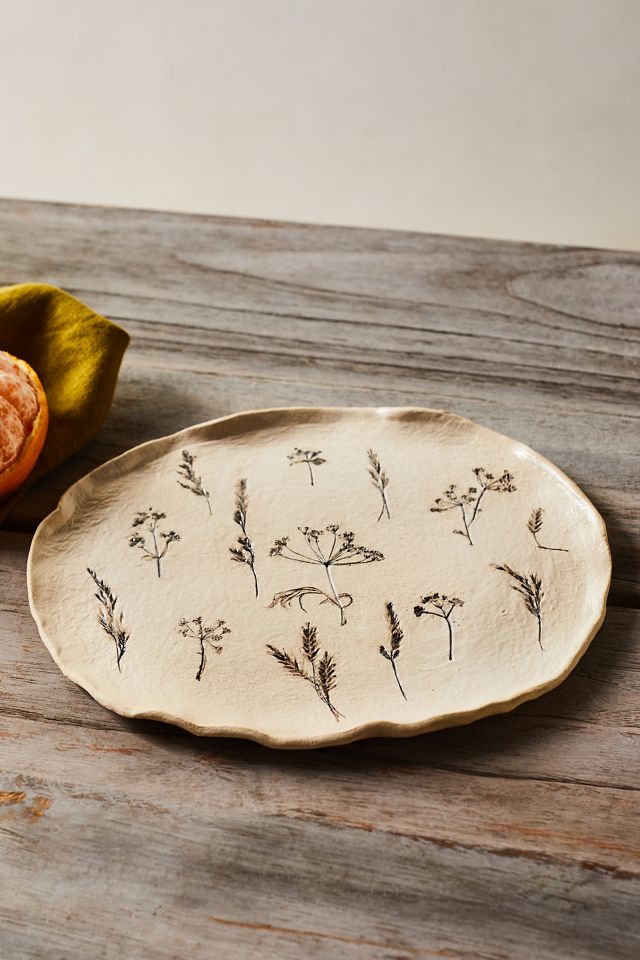 Embossed Botanical Ceramic Plate, Small #1