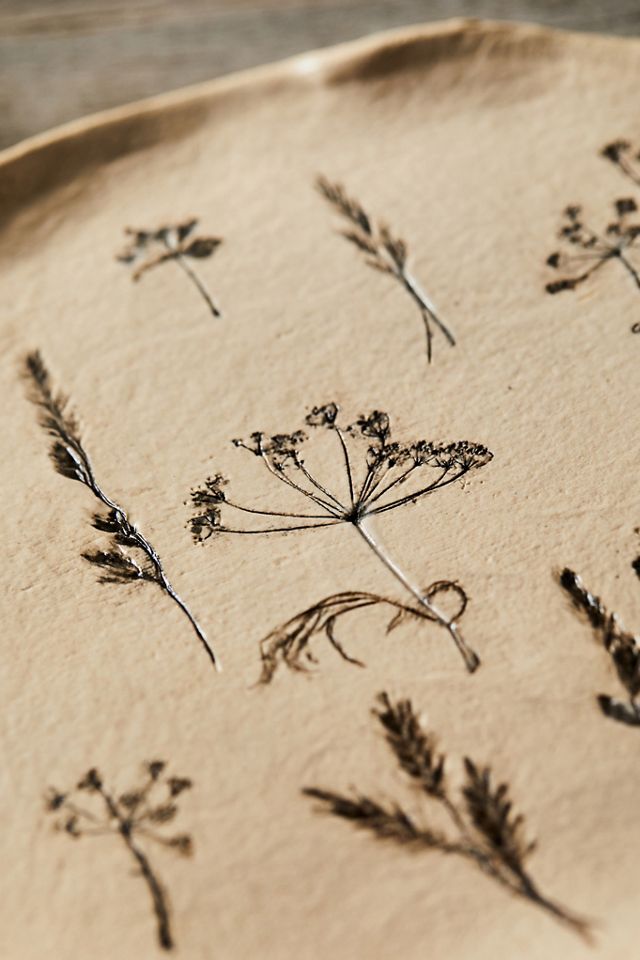 Embossed Botanical Ceramic Plate, Small #2