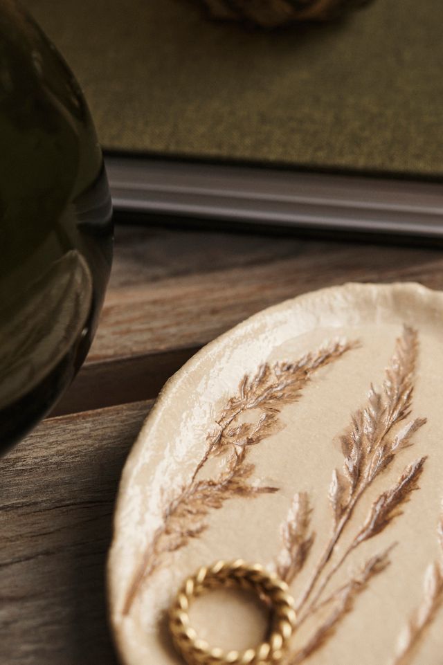 Embossed Botanical Ceramic Trinket Plate #1