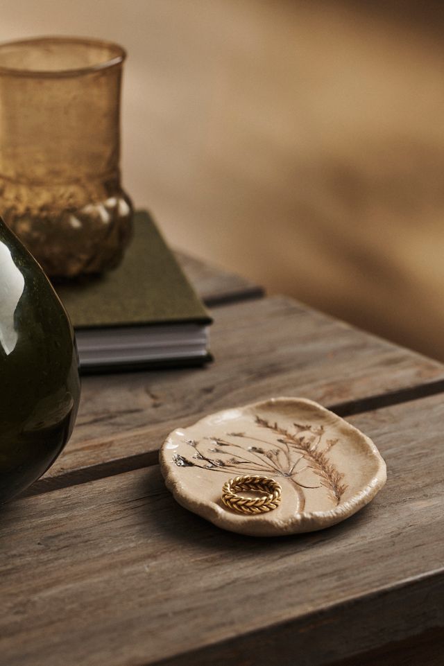 Embossed Botanical Ceramic Trinket Plate #2