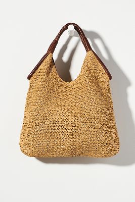 Anthropologie Raffia Tote Bag In Brown