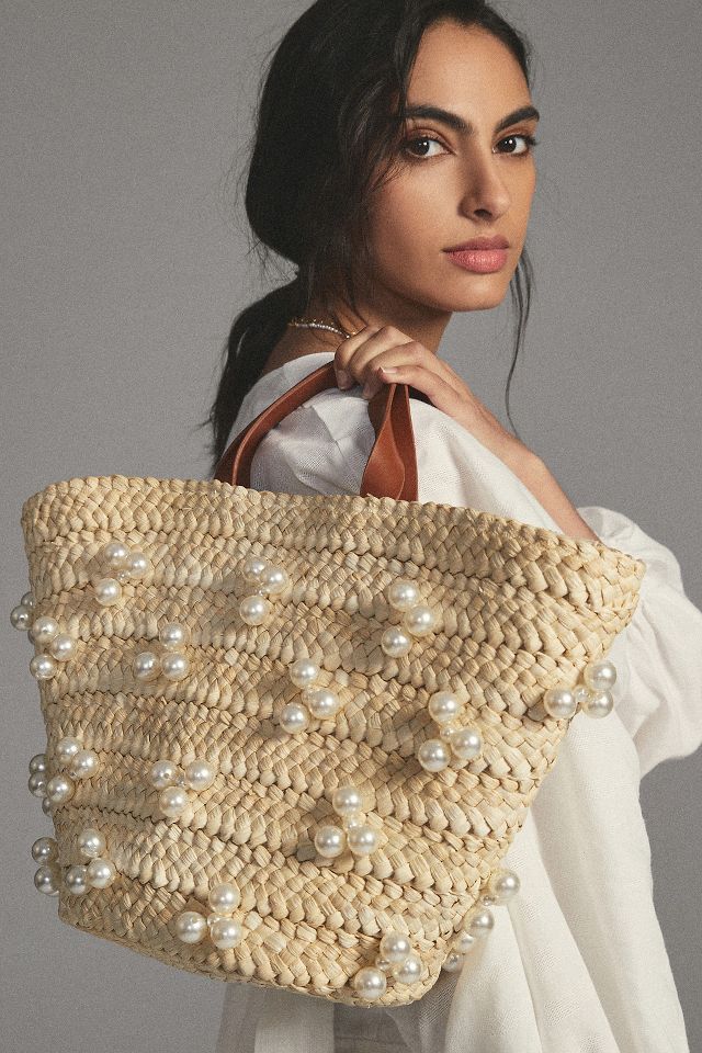 By Anthropologie Pearl-Embellished Tote Bag | Anthropologie