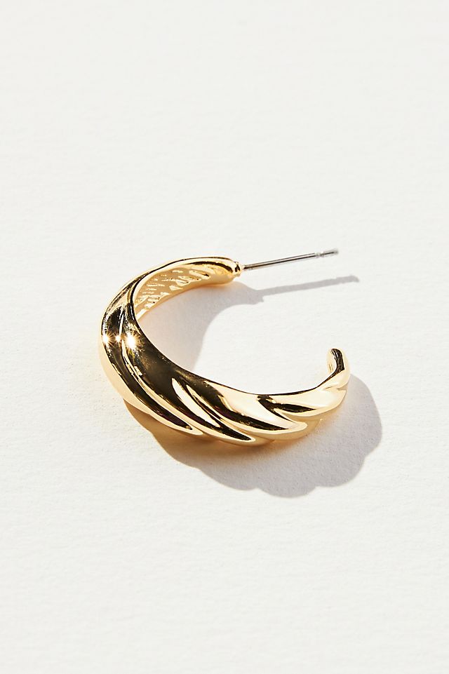 Details about   ANTHROPOLOGIE ELINA HOOP EARRINGS NWT GOLD NEW ARRIVAL 14k GOLD PLATED BRASS 
