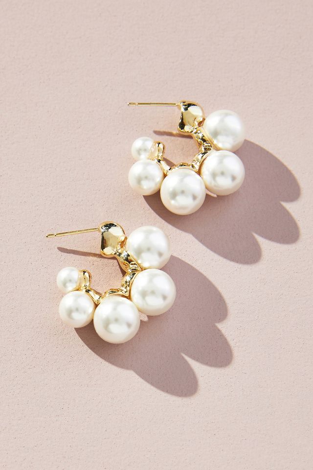 Lake Life Pearl Huggie Hoops | Anthropologie