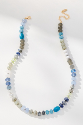 Anthropologie Rainbow Stone Necklace In Gray