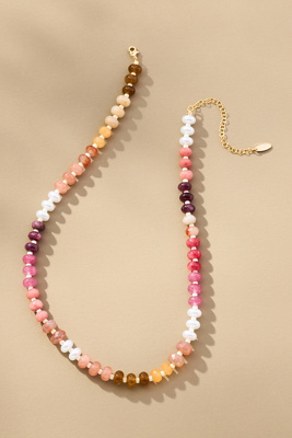 Anthropologie Rainbow Stone Necklace In Brown