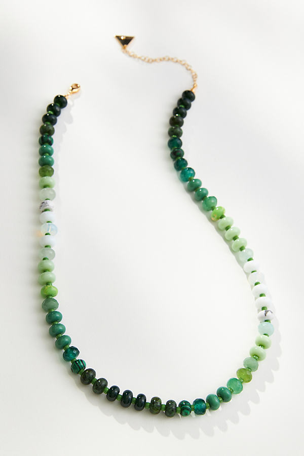 Anthropologie Rainbow Large-stone Necklace In Green