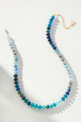 By Anthropologie Rainbow Large-stone Necklace In Blue