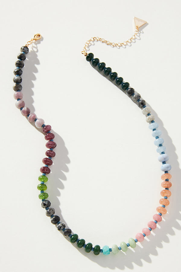 By Anthropologie Rainbow Large-stone Necklace In Blue
