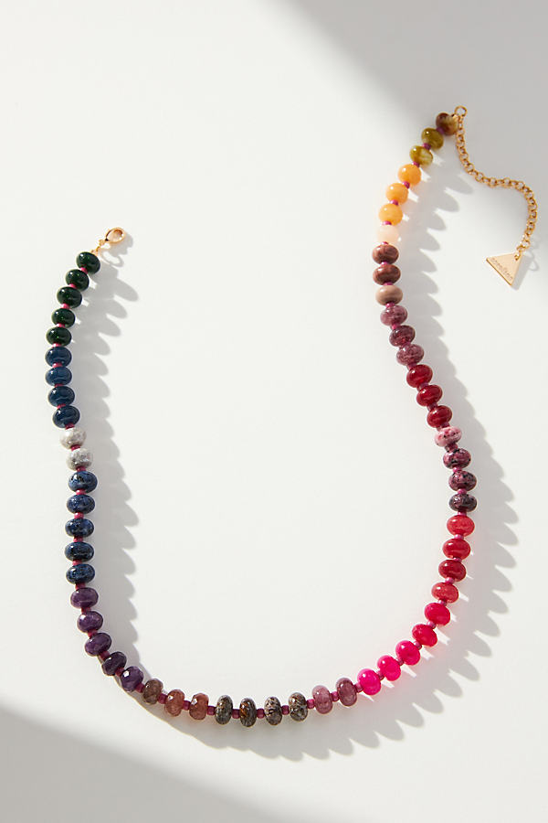 By Anthropologie Rainbow Large-stone Necklace In Purple