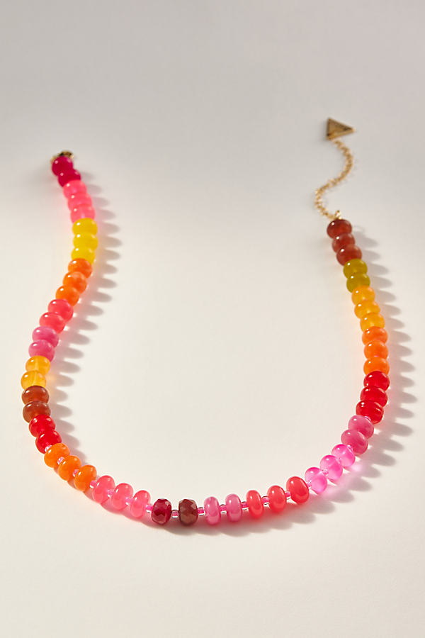 Shop Anthropologie Rainbow Stone Necklace In Purple