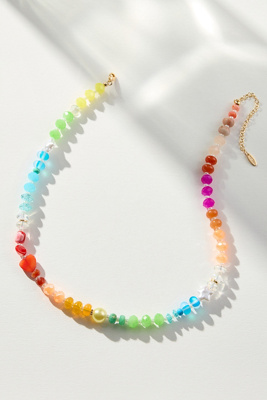 Anthropologie Rainbow Stone Necklace In Multi