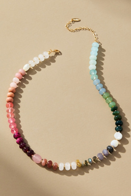 Anthropologie Rainbow Stone Necklace In Multi