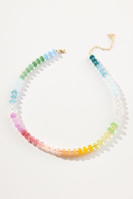 Shop Anthropologie Rainbow Stone Necklace In Pink