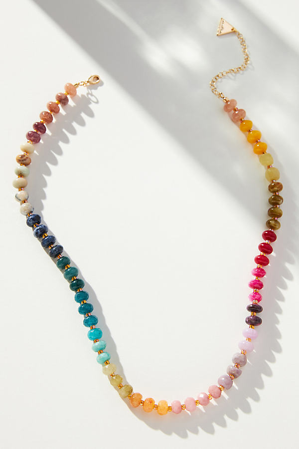 By Anthropologie Rainbow Large-stone Necklace In Gold