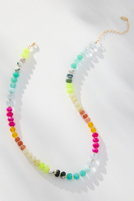 Anthropologie Rainbow Stone Necklace In Multi