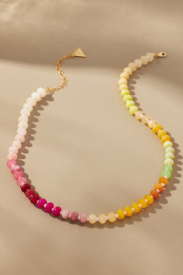 By Anthropologie Rainbow Stone Necklace In Pink