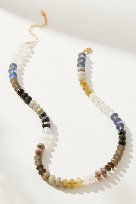 Anthropologie Rainbow Stone Necklace In Blue