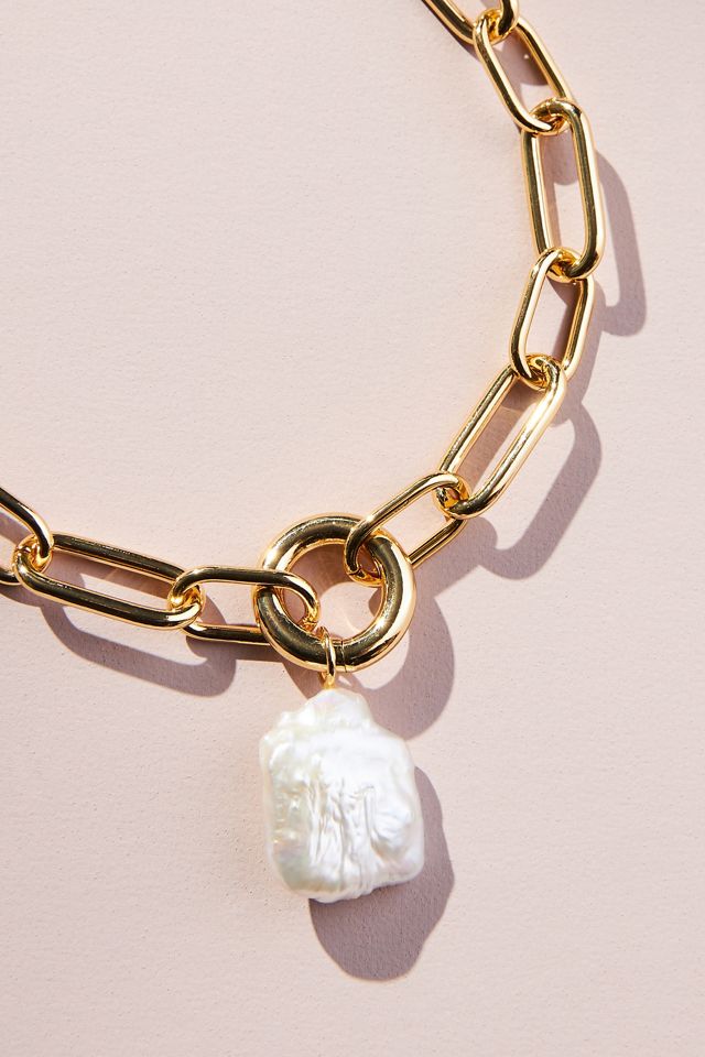 Pearl Pendant Link Necklace #2