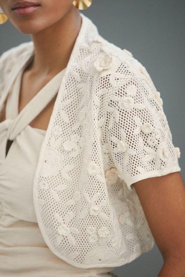 White sale embroidered shrug