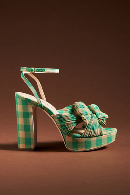 Loeffler Randall Natalia Plaid Platform Heels In Green