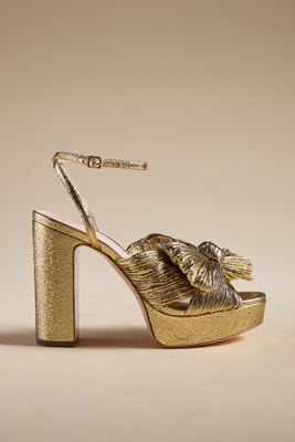 Loeffler Randall Natalia Plaid Platform Heels In Gold