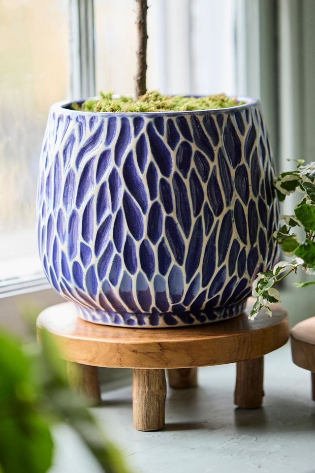 White Ridges Ceramic Planter, 6" #4