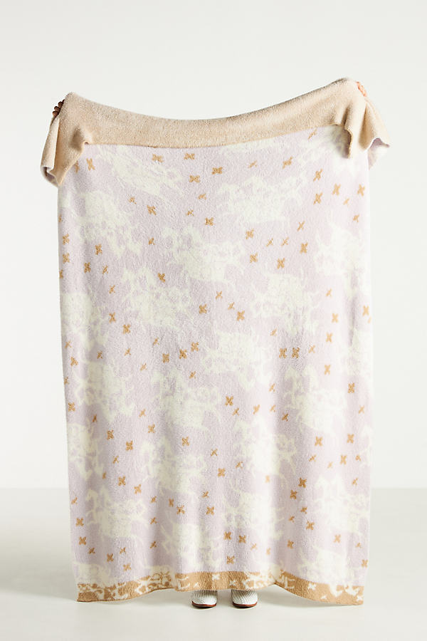 Anthropologie Cozy Knit Fable Throw Blanket In Purple