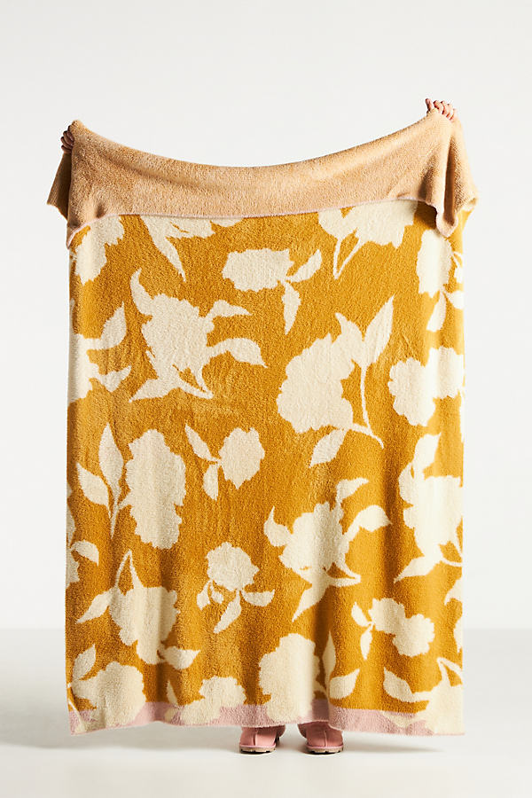 Anthropologie Cozy Knit Fable Throw Blanket In Gold